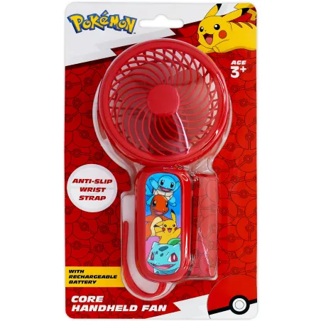 MINI HANDHELD FAN POKEMON PIKACHU CHARMANDER SQUIRTLE BULBASUR WITH RECHARGEABLE BATTERY, RED - The Shop Gamer