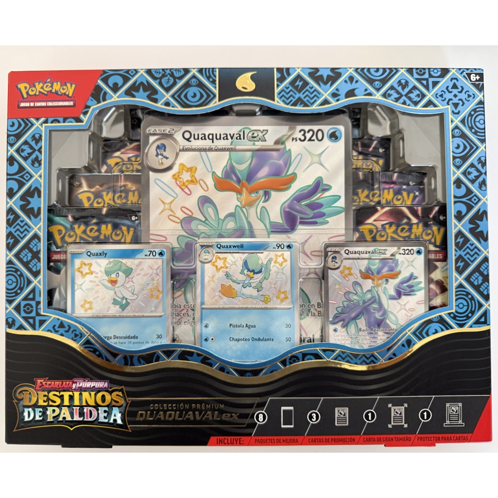 POKEMON PREMIUM COLLECTION ASSORT SV4.5 QUAQUAVALeX ESCARLATA Y PÚRPURA DESTINOS PALDEA JCC POKEMON ESPAÑOL JUEGO DE CARTAS