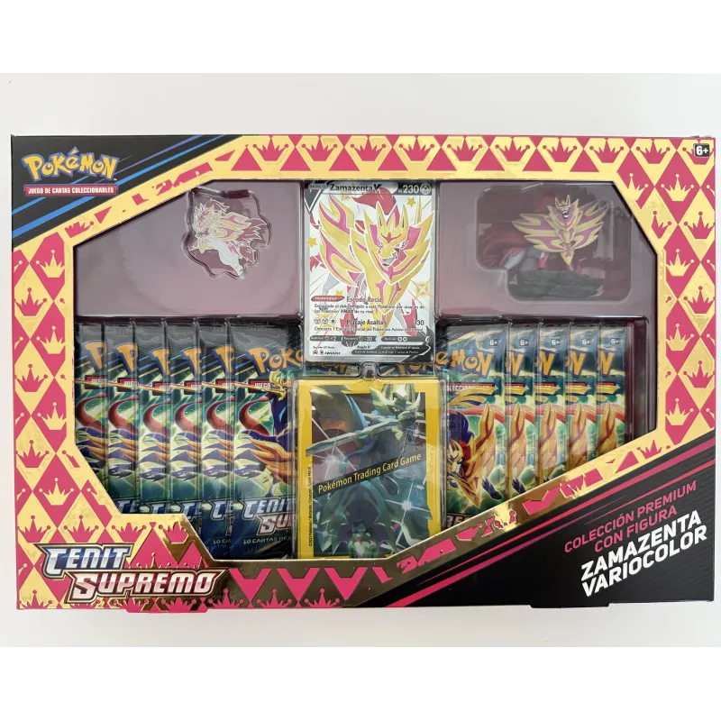 POKEMON SHINY ZAMAZENTA BOX 12.5 CENIT SUPREMO PREMIUMCOLLECTIE MET ZAMAZENTA-FIGUUR, POKÉMON TCG SPAANS - The Shop Gamer