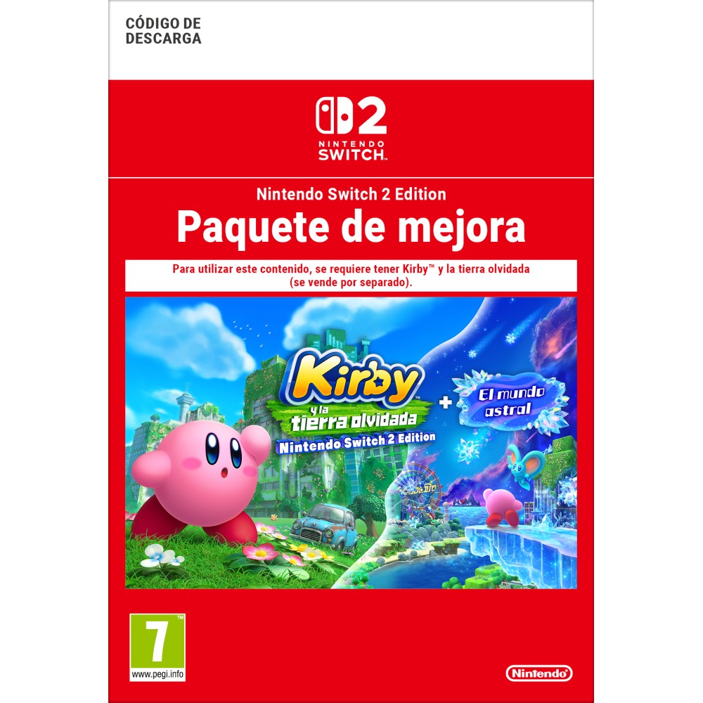 CÓDIGO DE DESCARGA DIGITAL PAQUETE DE MEJORA KIRBY Y LA TIERRA OLVIDADA NINTENDO SWITCH 2 EDITION + EL MUNDO ASTRAL