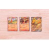 CARTAS POKÉMON PACK CHARIZARD EX 3 CARTAS HOLOGRÁFICAS DE PROMOCIÓN 1 FIGURA PARA EXHIBIR UNA CARTA Y 10 SOBRES DE MEJORA