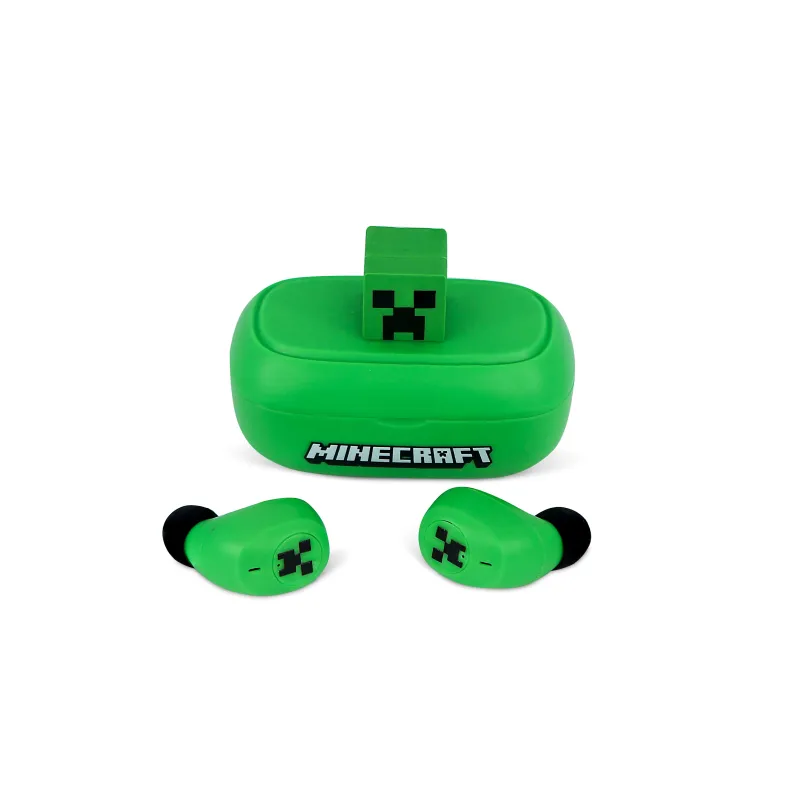 TRUE WIRELESS SOUND MINECRAFT EARBUDS WITH CHARGING CASE, 3D IMAGE AND OFFICIAL MINECRAFT LICENCE - The Shop Gamer