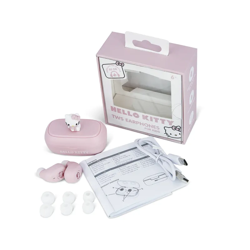 TRUE WIRELESS SOUND HELLO KITTY TRUE WIRELESS EARBUDS WITH CHARGING CASE, 3D IMAGE AND OFFICIAL LICENCE - The Shop Gamer