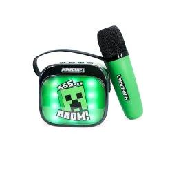 MINECRAFT WIRELESS KARAOKE SPEAKER WITH MICROPHONE AND LED LIGHTS, COMPATIBLE WITH ANY BLUETOOTH AUDIO SOURCE - The Shop Gamer