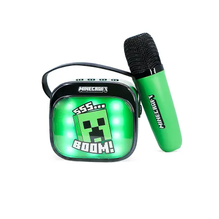 ALTOPARLANTE KARAOKE WIRELESS CON MICROFONO E LUCI LED MINECRAFT COMPATIBILE CON QUALSIASI SORGENTE AUDIO BLUETOOTH - The Shop G