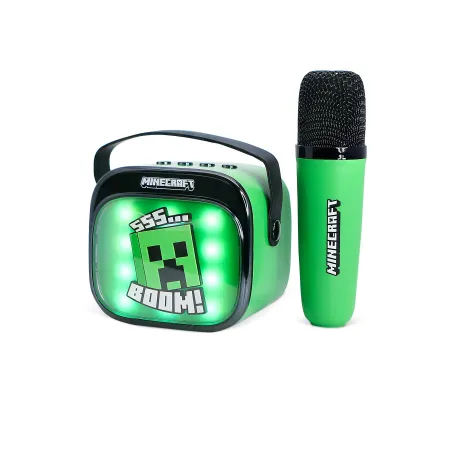 ALTOPARLANTE KARAOKE WIRELESS CON MICROFONO E LUCI LED MINECRAFT COMPATIBILE CON QUALSIASI SORGENTE AUDIO BLUETOOTH - The Shop G