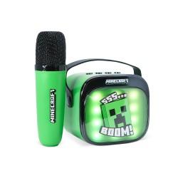 ALTAVOZ DE KARAOKE INALÁMBRICO CON MICRÓFONO Y LUCES LED MINECRAFT COMPATIBLE CON CUALQUIER FUENTE DE SONIDO BLUETOOTH
