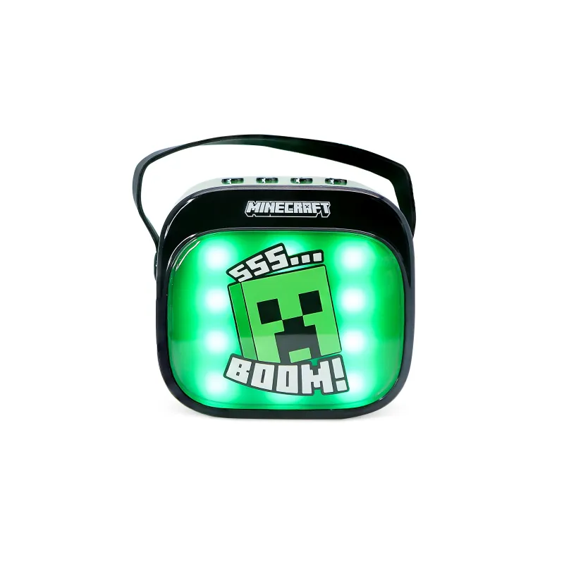 MINECRAFT WIRELESS KARAOKE SPEAKER WITH MICROPHONE AND LED LIGHTS, COMPATIBLE WITH ANY BLUETOOTH AUDIO SOURCE - The Shop Gamer