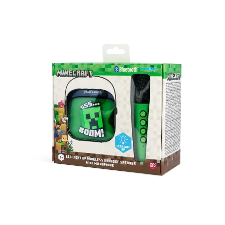 MINECRAFT WIRELESS KARAOKE SPEAKER WITH MICROPHONE AND LED LIGHTS, COMPATIBLE WITH ANY BLUETOOTH AUDIO SOURCE - The Shop Gamer