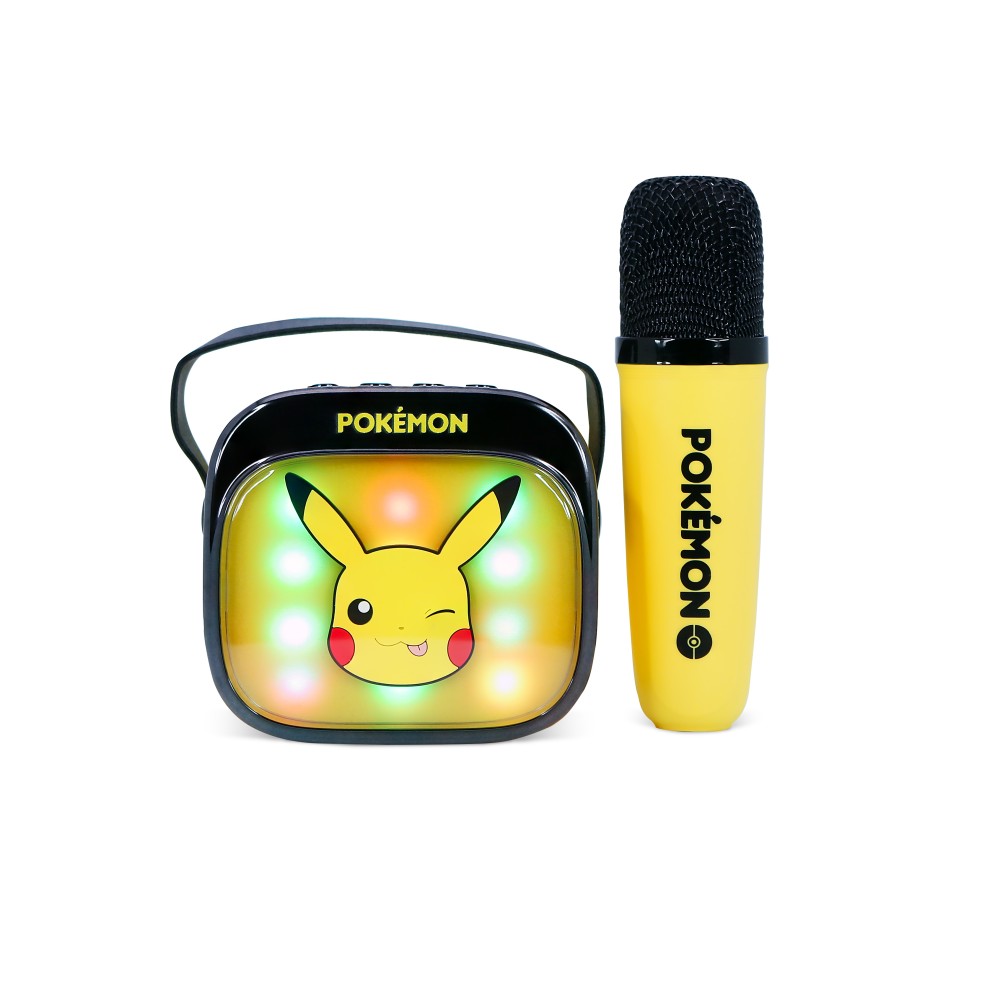 ALTAVOZ DE KARAOKE INALÁMBRICO CON MICRÓFONO Y LUCES LED PIKACHU POKEMON COMPATIBLE CON CUALQUIER FUENTE DE SONIDO BLUETOOTH