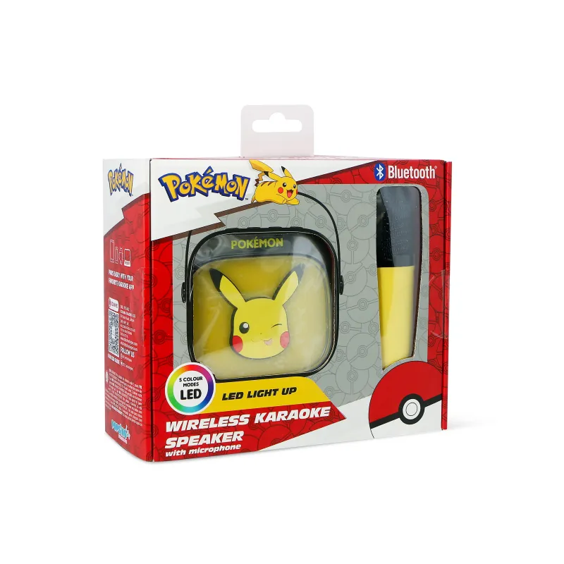 WIRELESS KARAOKE SPEAKER WITH MICROPHONE AND LED LIGHTS PIKACHU POKEMON, COMPATIBLE WITH ANY BLUETOOTH AUDIO SOURCE - The Shop G