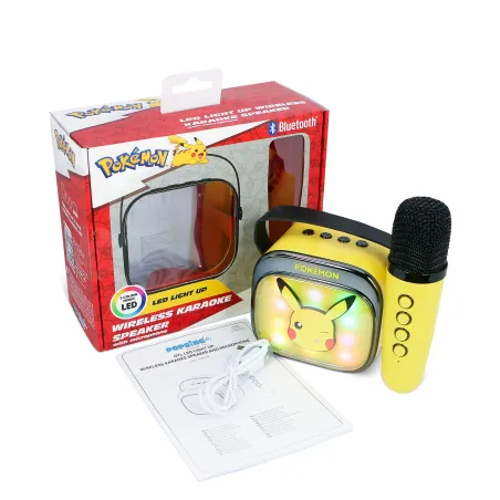 ALTOPARLANTE KARAOKE WIRELESS CON MICROFONO E LUCI LED PIKACHU POKEMON COMPATIBILE CON QUALSIASI SORGENTE AUDIO BLUETOOTH - The 
