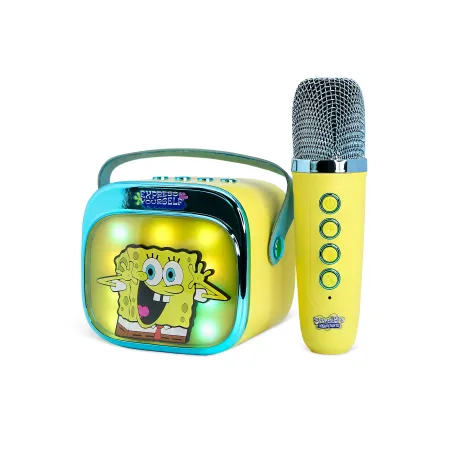 SPONGEBOB WIRELESS KARAOKE SPEAKER WITH MICROPHONE AND LED LIGHTS, COMPATIBLE WITH ANY BLUETOOTH AUDIO SOURCE - The Shop Gamer