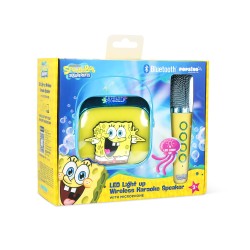 ALTAVOZ DE KARAOKE INALÁMBRICO CON MICRÓFONO Y LUCES LED BOB ESPONJA COMPATIBLE CON CUALQUIER FUENTE DE SONIDO BLUETOOTH