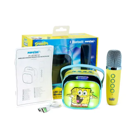 ALTOPARLANTE KARAOKE WIRELESS CON MICROFONO E LUCI LED BOB ESPONJA COMPATIBILE CON QUALSIASI FONTE AUDIO BLUETOOTH - The Shop Ga
