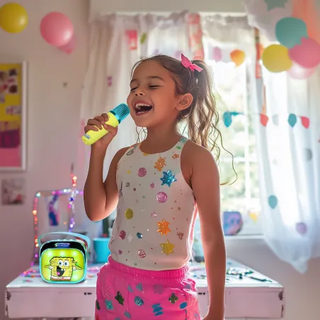ALTOPARLANTE KARAOKE WIRELESS CON MICROFONO E LUCI LED BOB ESPONJA COMPATIBILE CON QUALSIASI FONTE AUDIO BLUETOOTH - The Shop Ga