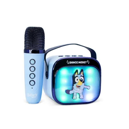 COLUNA DE KARAOKE SEM FIOS COM MICROFONE E LUZES LED BLUEY COMPATÍVEL COM QUALQUER FONTE DE ÁUDIO BLUETOOTH - The Shop Gamer