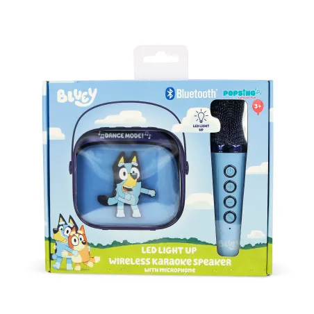 COLUNA DE KARAOKE SEM FIOS COM MICROFONE E LUZES LED BLUEY COMPATÍVEL COM QUALQUER FONTE DE ÁUDIO BLUETOOTH - The Shop Gamer