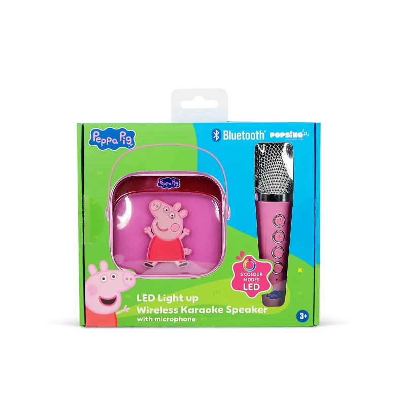 PEPPA PIG WIRELESS KARAOKE SPEAKER WITH MICROPHONE AND LED LIGHTS, COMPATIBLE WITH ANY BLUETOOTH AUDIO SOURCE - The Shop Gamer