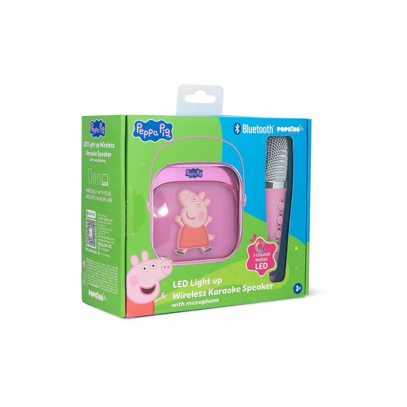 ALTOPARLANTE KARAOKE WIRELESS CON MICROFONO E LUCI LED PEPPA PIG COMPATIBILE CON QUALSIASI SORGENTE AUDIO BLUETOOTH - The Shop G
