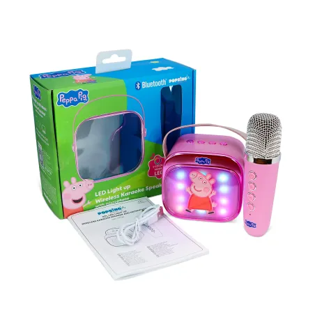 ALTOPARLANTE KARAOKE WIRELESS CON MICROFONO E LUCI LED PEPPA PIG COMPATIBILE CON QUALSIASI SORGENTE AUDIO BLUETOOTH - The Shop G