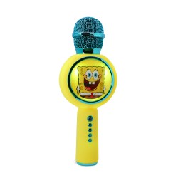 MICRÓFONO DE KARAOKE INALÁMBRICO CON LUCES LED BOB ESPONJA FUNCIONA CON CUALQUIER FUENTE DE SONIDO BLUETOOTH LICENCIA SPONGEBOB