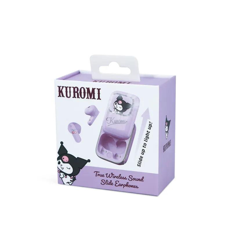 KABELLOSE KUROMI-KOPFHÖRER MIT SCHIEBE-LADEETUI UND LED-LICHT, OFFIZIELL VON KUROMI LIZENZIERT - The Shop Gamer