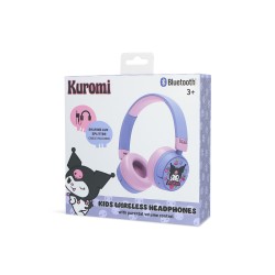 AURICULARES INFANTILES SIN CABLE KUROMI CON CONTROL PARENTAL DE VOLUMEN Y CABLE PARA COMPARTIR AUDIO