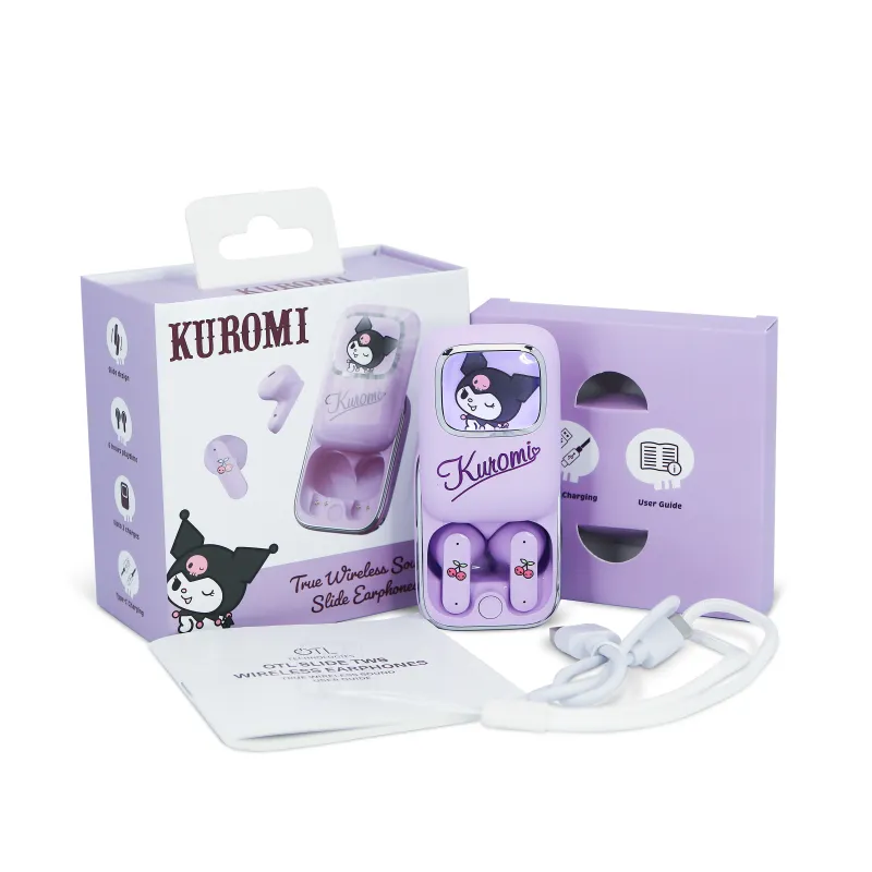 ÉCOUTEURS SANS FIL KUROMI AVEC ÉTUI DE CHARGE COULISSANT ET LUMIÈRE LED, SOUS LICENCE OFFICIELLE KUROMI - The Shop Gamer