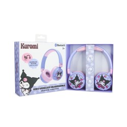 AURICULARES INFANTILES SIN CABLE KUROMI CON CONTROL PARENTAL DE VOLUMEN Y CABLE PARA COMPARTIR AUDIO