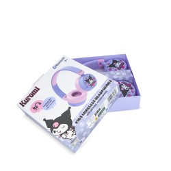 AURICULARES INFANTILES SIN CABLE KUROMI CON CONTROL PARENTAL DE VOLUMEN Y CABLE PARA COMPARTIR AUDIO