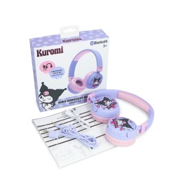 AURICULARES INFANTILES SIN CABLE KUROMI CON CONTROL PARENTAL DE VOLUMEN Y CABLE PARA COMPARTIR AUDIO