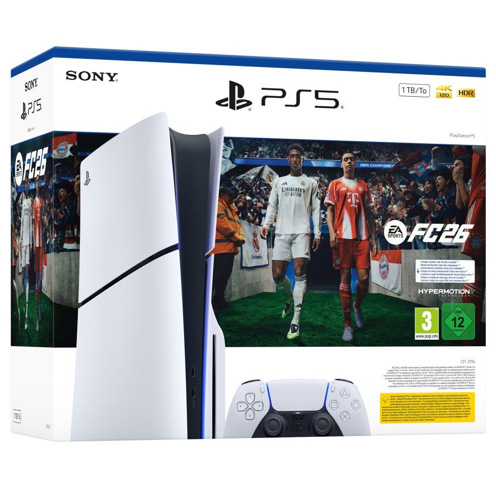 PS5 CON LECTOR DE DISCO Y JUEGO EA SPORTS FC26 EN FORMATO DE DESCARGA DIGITAL CONSOLA PLAYSTATION 5 VERSIÓN ESPAÑOLA GARANTÍA EU