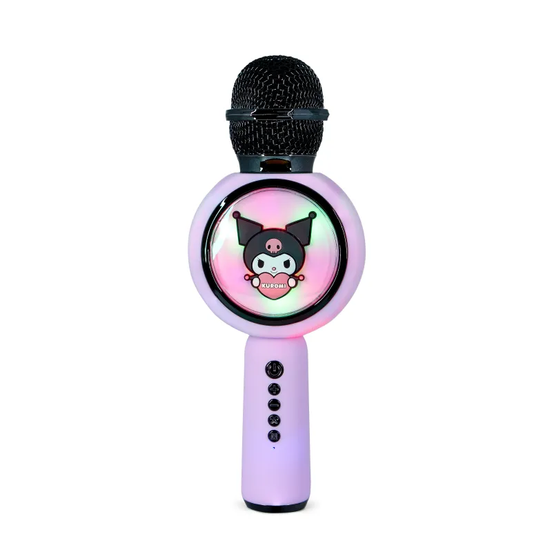 MICROFONO KARAOKE WIRELESS CON LUCI LED KUROMI, COMPATIBILE CON QUALSIASI SORGENTE AUDIO BLUETOOTH, LICENZA UFFICIALE KUROMI - T