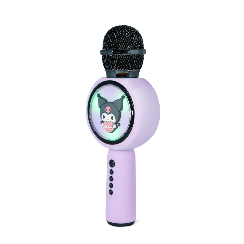 MICROFONO KARAOKE WIRELESS CON LUCI LED KUROMI, COMPATIBILE CON QUALSIASI SORGENTE AUDIO BLUETOOTH, LICENZA UFFICIALE KUROMI - T