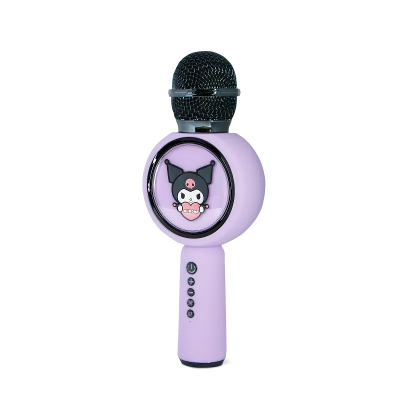 MICROFONO KARAOKE WIRELESS CON LUCI LED KUROMI, COMPATIBILE CON QUALSIASI SORGENTE AUDIO BLUETOOTH, LICENZA UFFICIALE KUROMI - T