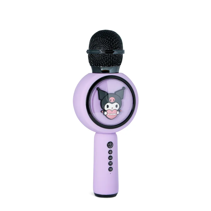 MICROFONE DE KARAOKE SEM FIOS COM LED KUROMI, COMPATÍVEL COM QUALQUER ÁUDIO BLUETOOTH, LICENÇA OFICIAL KUROMI - The Shop Gamer