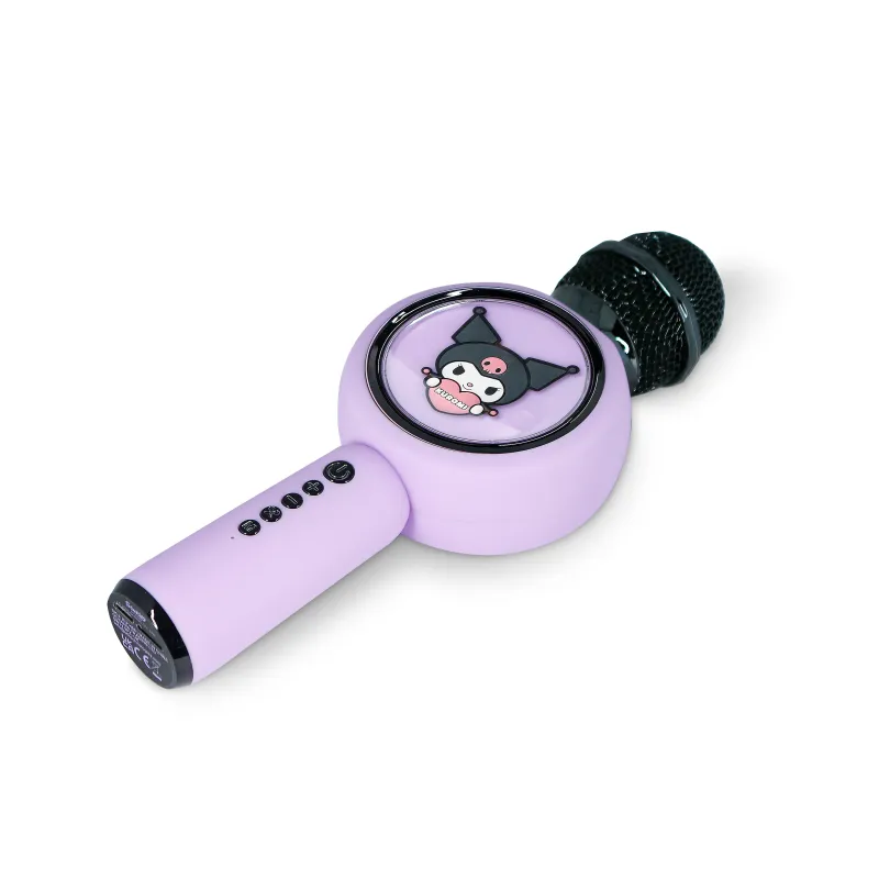 MICROFONE DE KARAOKE SEM FIOS COM LED KUROMI, COMPATÍVEL COM QUALQUER ÁUDIO BLUETOOTH, LICENÇA OFICIAL KUROMI - The Shop Gamer