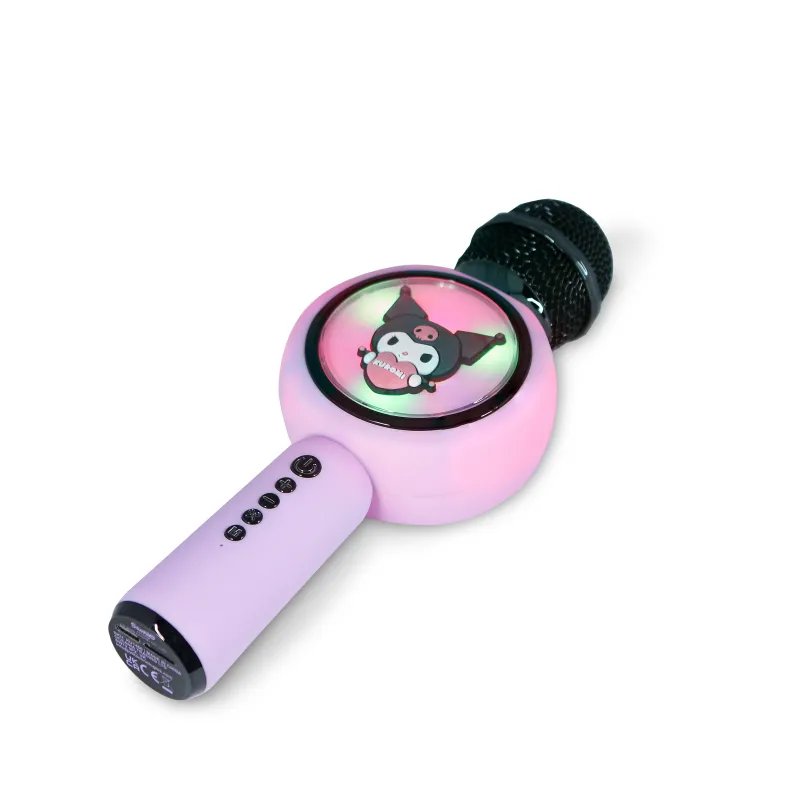 MICROFONO KARAOKE WIRELESS CON LUCI LED KUROMI, COMPATIBILE CON QUALSIASI SORGENTE AUDIO BLUETOOTH, LICENZA UFFICIALE KUROMI - T