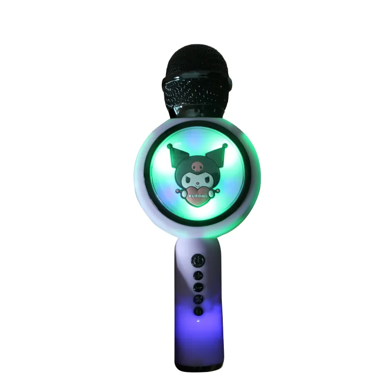 MICROFONE DE KARAOKE SEM FIOS COM LED KUROMI, COMPATÍVEL COM QUALQUER ÁUDIO BLUETOOTH, LICENÇA OFICIAL KUROMI - The Shop Gamer