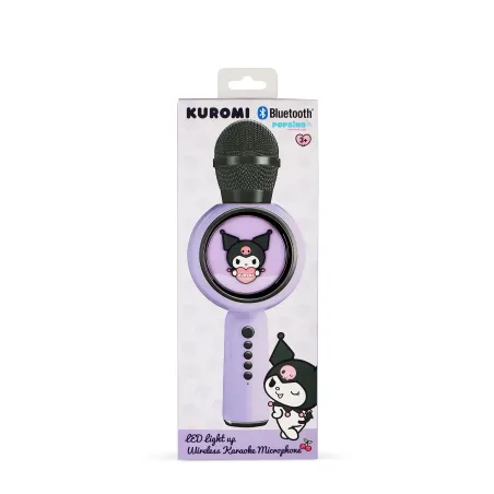MICROFONO KARAOKE WIRELESS CON LUCI LED KUROMI, COMPATIBILE CON QUALSIASI SORGENTE AUDIO BLUETOOTH, LICENZA UFFICIALE KUROMI - T