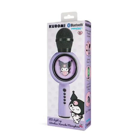 MICROFONO KARAOKE WIRELESS CON LUCI LED KUROMI, COMPATIBILE CON QUALSIASI SORGENTE AUDIO BLUETOOTH, LICENZA UFFICIALE KUROMI - T