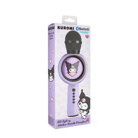 MICROFONO KARAOKE WIRELESS CON LUCI LED KUROMI, COMPATIBILE CON QUALSIASI SORGENTE AUDIO BLUETOOTH, LICENZA UFFICIALE KUROMI - T