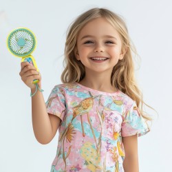 MINI VENTILADOR DE MANO BOB ESPONJA CON BATERÍA RECARGABLE COLOR AMARILLO Y AZUL SPONGEBOB SQUAREPANTS