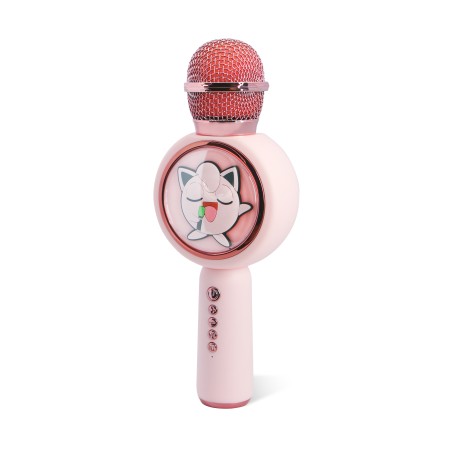 MICRÓFONO KARAOKE CON ALTAVOZ INALÁMBRICO POKEMON JIGGLY PUFF CON LUZ LED POPSING COLOR ROSA PÁLIDO