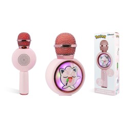 MICRÓFONO KARAOKE CON ALTAVOZ INALÁMBRICO POKEMON JIGGLY PUFF CON LUZ LED POPSING COLOR ROSA PÁLIDO