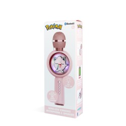 MICRÓFONO KARAOKE CON ALTAVOZ INALÁMBRICO POKEMON JIGGLY PUFF CON LUZ LED POPSING COLOR ROSA PÁLIDO