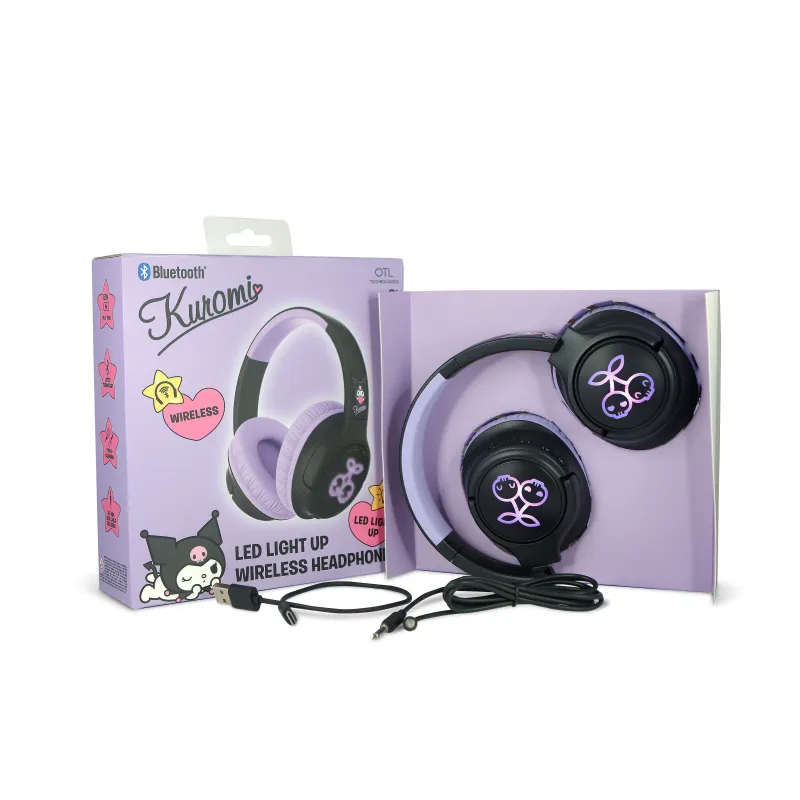 CUFFIE WIRELESS PIEGHEVOLI KUROMI CON LUCE LED E LICENZA UFFICIALE - The Shop Gamer