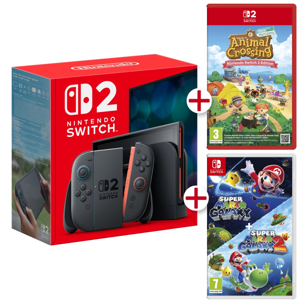 CONSOLA NINTENDO SWITCH 2 + ANIMAL CROSSING SWITCH 2 + SUPER MARIO GALAXY 1 Y 2