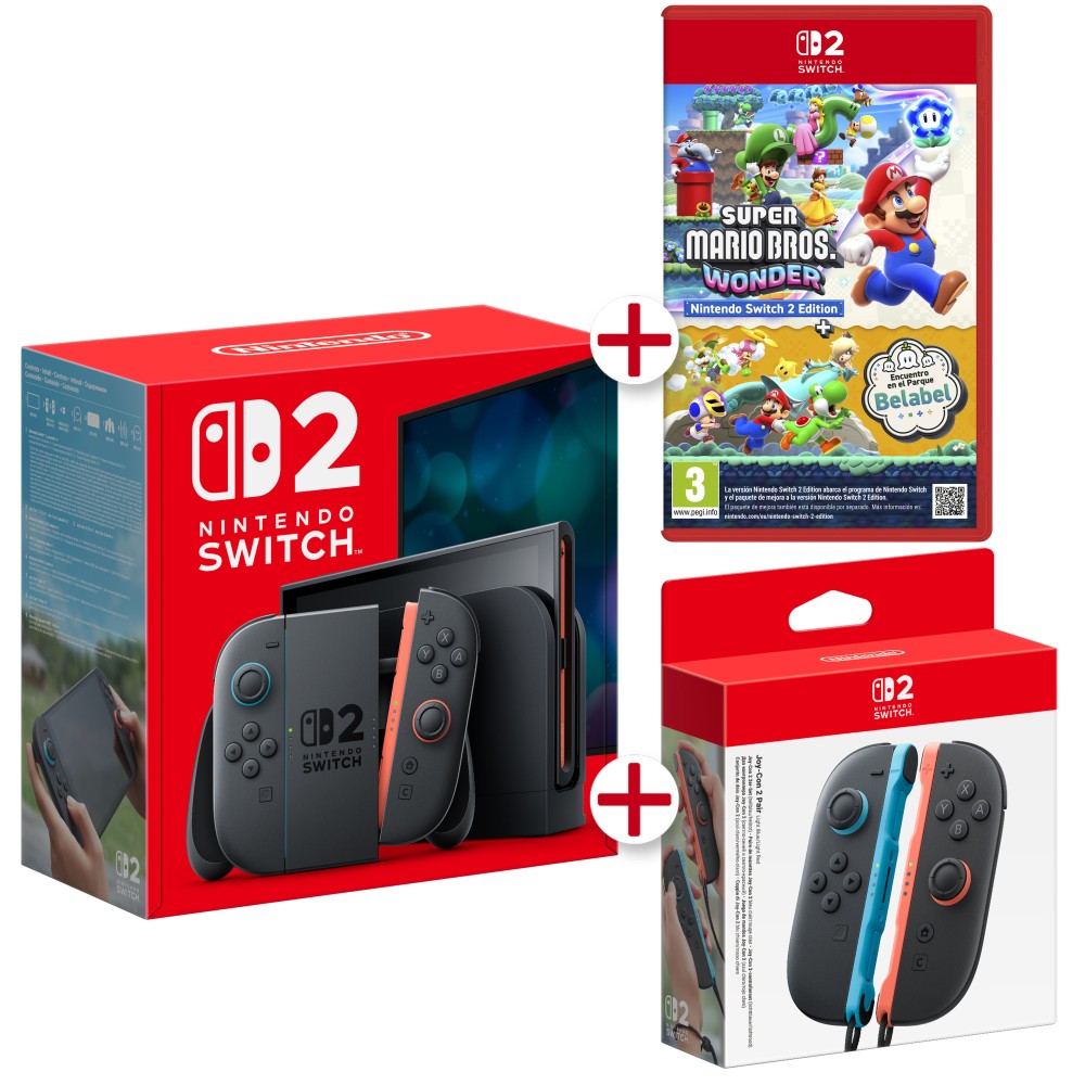 CONSOLA NINTENDO SWITCH 2 + JUEGO SUPER MARIO BROS WONDER NINTENDO SWITCH2 EDITION + PAREJA JOYCON 2 VERSIÓN ESPAÑOLA GARANT EU